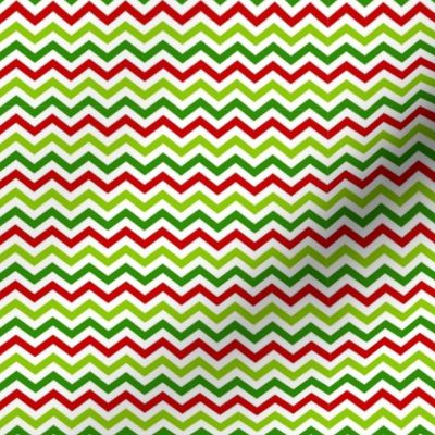 Small Scale Christmas Grouch Chevron Stripes Red Lime Green White