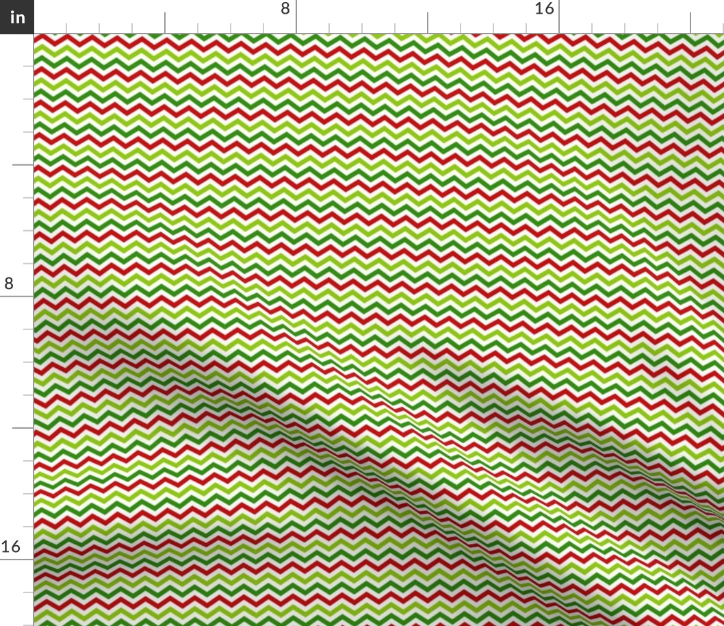 Small Scale Christmas Grouch Chevron Stripes Red Lime Green White