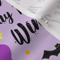 Large Scale Witch Way to the Wine Halloween Humor on Purple