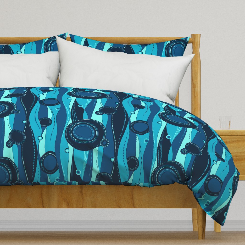 mystical inspiring waterways - blue waves - ocean fabric