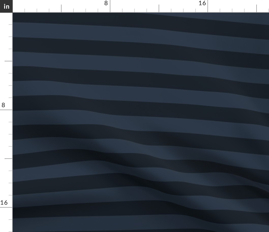 Large Horizontal Awning Stripe Pattern - Medium Charcoal and Obsidian