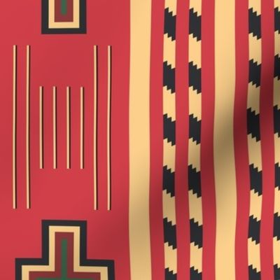 Red Star Tribal Blanket Rug Bold Print