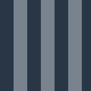 Large Vertical Awning Stripe Pattern - Medium Charcoal and Faded Denim