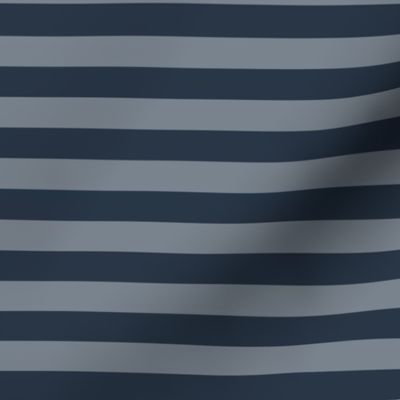 Horizontal Awning Stripe Pattern - Medium Charcoal and Faded Denim