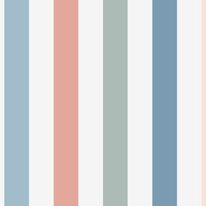 Large multicolor stripe in red, blue, green and pink for nursery wallpaper and girls dresses