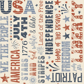 Patriotic Typography Beige Rotated - large scale