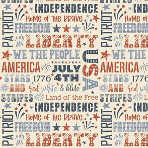 Patriotic Typography Beige - medium scale