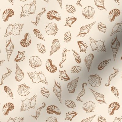 Seashells & seahorses - mini micro - Natural organic earth tone colours