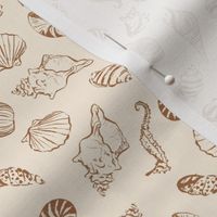 Seashells & seahorses - mini micro - Natural organic earth tone colours