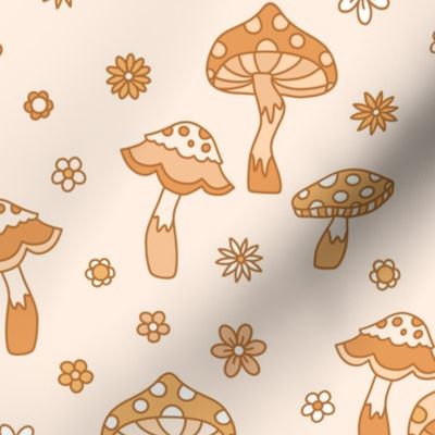 Retro Mushrooms Neutral - large scale