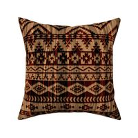 Cattle Brands - Aztec Blanket on Wood Grain - Brown