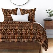 Cattle Brands - Aztec Blanket on Wood Grain - Brown