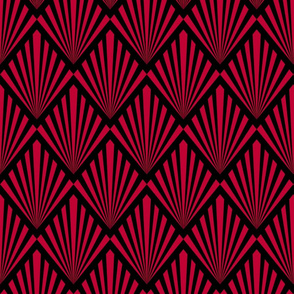 Marsala Red New Art Deco striped fans