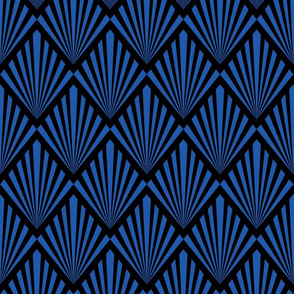 New Art Deco Classic Blue striped fans black large