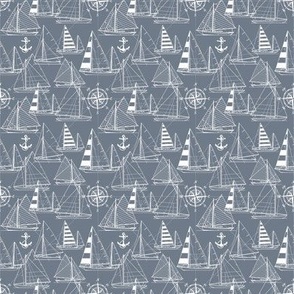 Tiny Scale / Sailboats / Blue Grey White 