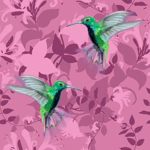 Hummingbirds and Honeysuckle, Rose