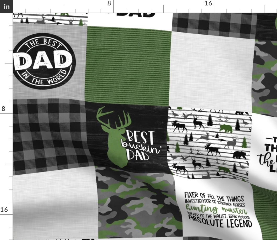 Hunting Dad//Green&Black - Wholecloth Cheater Quilt