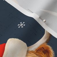 Highland Cow with Santa Hat Dark Blue - large scale