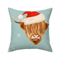 Highland Cow with Santa Hat Blue - extra large scale