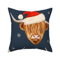 Highland Cow with Santa Hat Dark Blue - extra large scale