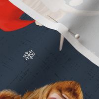 Highland Cow with Santa Hat Dark Blue Rotated - medium scale