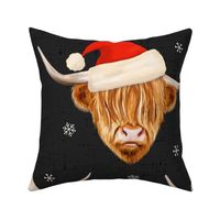 Highland Cow with Santa Hat Dark Grey - extra large scale