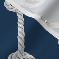 Nautical Navy blue white rope knots diagonal