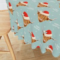 Mooey Christmas Highland Cow Santa hat Blue - medium cale