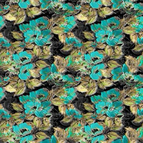 Rockabilly Rose dark background Turquoise