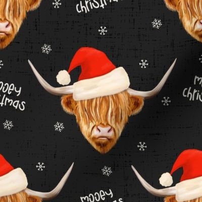 Mooey Christmas Highland Cow Santa Hat Dark Grey - medium scale