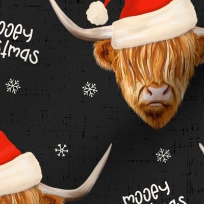 Mooey Christmas Highland Cow Santa Hat Dark Grey - large scale