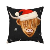 Mooey Christmas Highland Cow Santa Hat Dark Grey - extra large scale