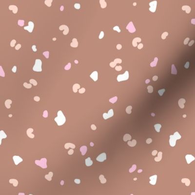 Terrazzo and leopard wild spots minimalist abstract boho design nursery marble texture in mauve rose pink blush