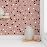 Terrazzo and leopard wild spots minimalist abstract boho design nursery marble texture in mauve rose lilac black and white