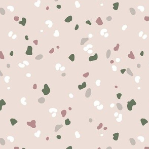 Terrazzo and leopard wild spots minimalist abstract boho design nursery marble texture in cameo green gray beige neutral on sand