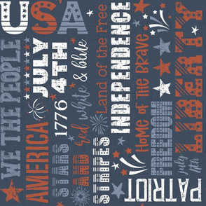 Patriotic Typography Dark Blue Rotated - large scale