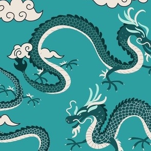 chinese dragons - light blue