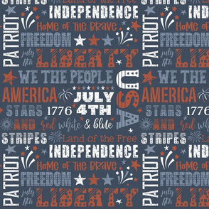 Patriotic Typography Dark Blue - large scale