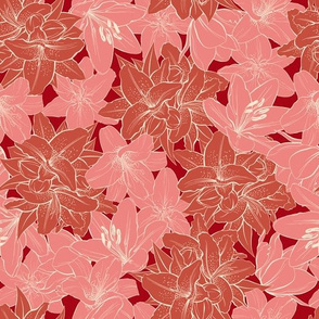 Red Lily seamless pattern