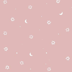 Fall sketchy stars moon and speckles - amethyst pink