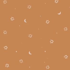 Fall sketchy stars moon and speckles - ginger brown