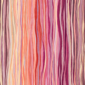Berry and Earth Wavy Gouache Stripes