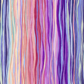 Blueberry Storm Wavy Gouache Stripes