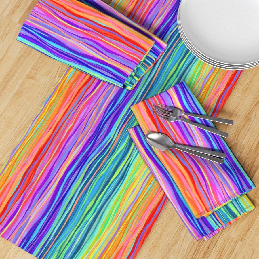 Infinity Rainbow Wavy Gouache Stripes