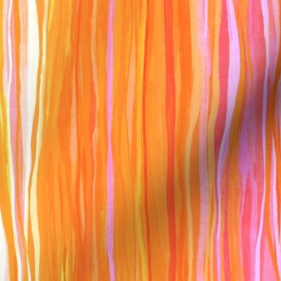 Orange Pop and Cotton Candy Wavy Gouache Stripes