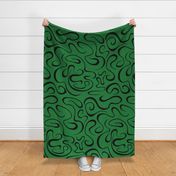 Kelly Green with Black Deco Swirls