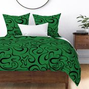 Kelly Green with Black Deco Swirls