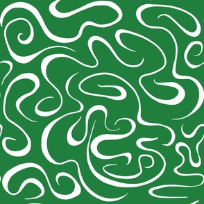 kelly green with white deco swirls