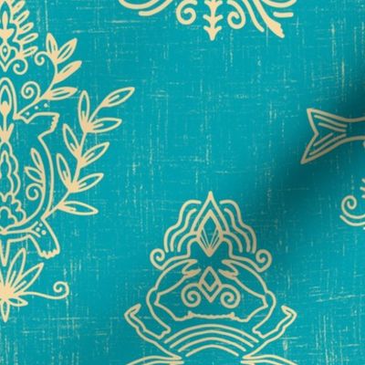 Boho nautical motifs - turquoise and Irish cream