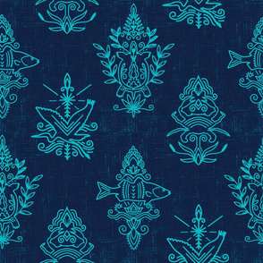 Boho nautical motifs - nautical blue and turquoise 